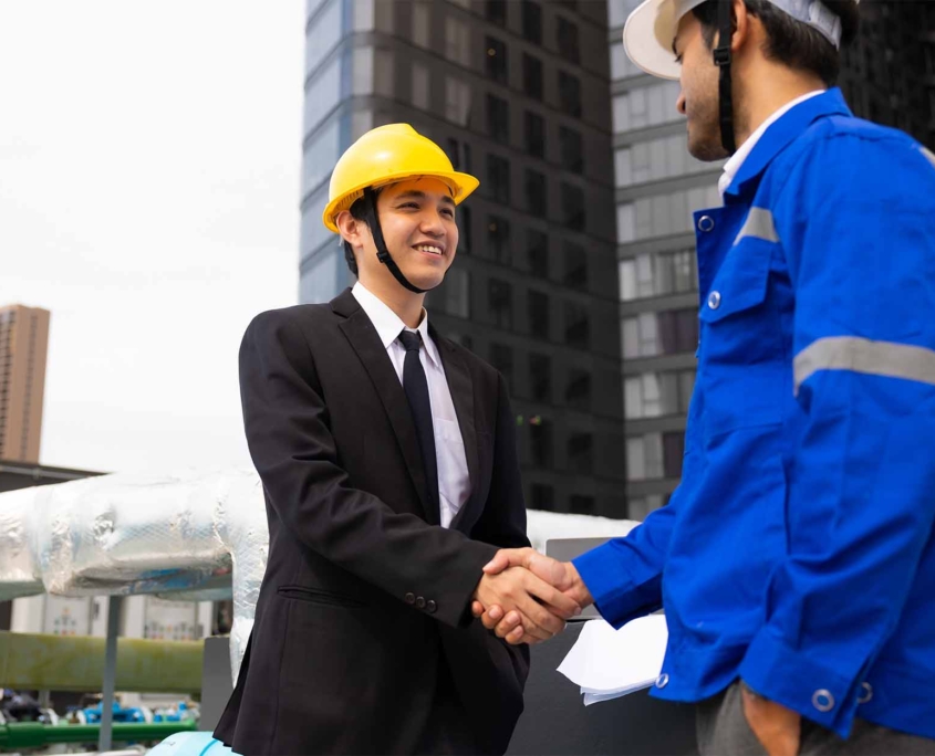Engineer People and business man ceo shaking hands on business cooperation agreement_-1